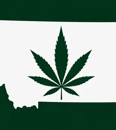White silhouette of Montana on a dark green background, with a dark green cannabis leaf centered inside the state outline.