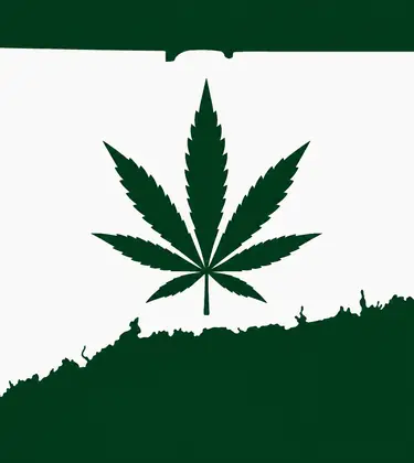 White silhouette of Connecticut on a dark green background, with a dark green cannabis leaf centered inside the state outline.